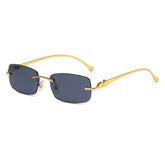 (6 PACK) Wholesale Sunglasses Unique Leopard Head Metal Rimless New Arrival Unisex 2025 - BulkSunglassesWholesale.com - Gold Frame Black Grey